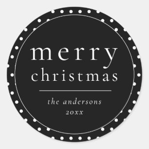 Einfache, moderne Schwarz-Weiß-Weihnachten Runder Aufkleber