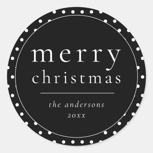 Einfache, moderne Schwarz-Weiß-Weihnachten Runder Aufkleber (Vorderseite)