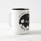 Einfache, moderne Schwarz-Weiß-Weihnachten Zweifarbige Tasse (Vorderseite Links)