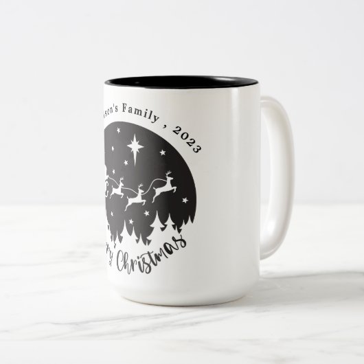 Einfache, moderne Schwarz-Weiß-Weihnachten Zweifarbige Tasse (VorderseiteRechts)