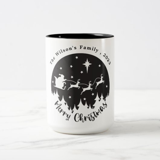 Einfache, moderne Schwarz-Weiß-Weihnachten Zweifarbige Tasse (Mittel)