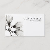 Einfache moderne Schwarz-weiße Blumen Beruflich Visitenkarte (Vorderseite)