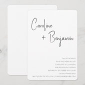 Einfache moderne Schwarz-weiße Boho Script-Hochzei Save The Date (Vorne/Hinten)