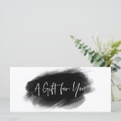 Einfache, moderne Schwarz-weiße Gutscheinkarte (Stehend Vorderseite)