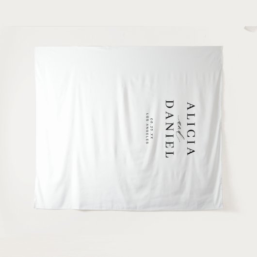 Einfache, moderne, schwarz-weiße Hochzeitskulisse Wandteppich (Vorderseite (Horizontal))