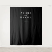 Einfache, moderne, schwarz-weiße Hochzeitskulisse Wandteppich (Vorderseite)