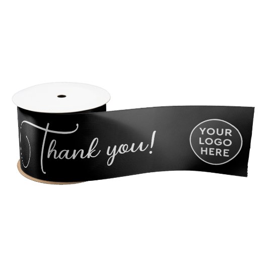 Einfache, moderne Schwarz-weiße Logogestaltung Satinband (Spule)