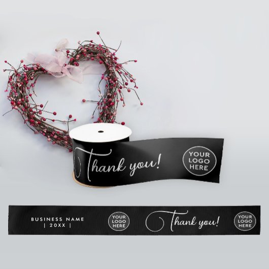 Einfache, moderne Schwarz-weiße Logogestaltung Satinband