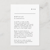 Einfache, moderne Schwarz-weiße Monogramm-Details RSVP Karte (Vorderseite)