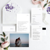 Einfache, moderne Schwarz-weiße Monogramm-Details RSVP Karte