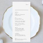 Einfache moderne Schwarz-weiße Monogramm-Hochzeit Menükarte<br><div class="desc">schlankes Menü,  um der Sammlung zu entsprechen *Wenn Sie mehr Papieroptionen wünschen,  kann dieses Design in ein schlankes Programm übertragen *oder für weitere Hilfe kontaktieren Sie mich</div>