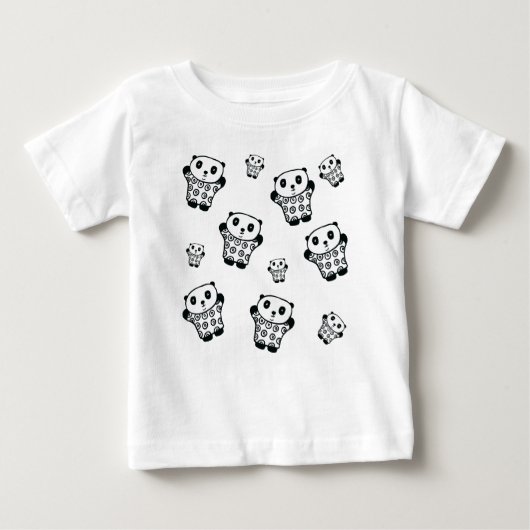 Einfache moderne schwarz-weiße Panda-Bären Baby T-shirt (Vorderseite)