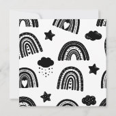 Einfache moderne Schwarz-weiße Rainbow Baby-Dusche Einladung (Rückseite)