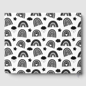 Einfache moderne Schwarz-weiße Rainbow Baby-Dusche Gästebuch (Rückseite)
