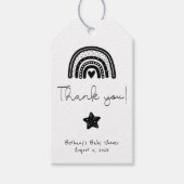 Einfache moderne Schwarz-weiße Rainbow Baby-Dusche Geschenkanhänger (Vorderseite)