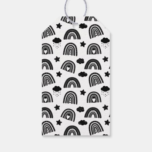 Einfache moderne Schwarz-weiße Rainbow Baby-Dusche Geschenkanhänger (Rückseite)