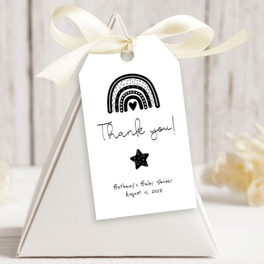 Einfache moderne Schwarz-weiße Rainbow Baby-Dusche Geschenkanhänger
