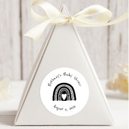 Einfache moderne Schwarz-weiße Rainbow Baby-Dusche Runder Aufkleber