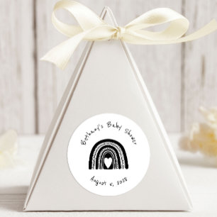 Einfache moderne Schwarz-weiße Rainbow Baby-Dusche Runder Aufkleber