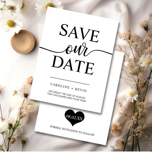 Einfache moderne Schwarz-weiße RETTETE UNSER DATEN Save The Date