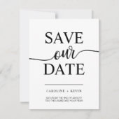 Einfache moderne Schwarz-weiße RETTETE UNSER DATEN Save The Date (Vorderseite)