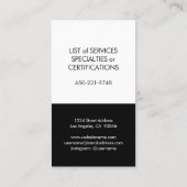 Einfache moderne Schwarz-weiße Schlichte Minimal Visitenkarte (Rückseite)