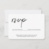 Einfache, moderne Schwarz-weiße Script-E-Mail-Back RSVP Karte (Vorderseite)
