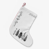 Einfache moderne Schwarz-weiße Weihnachtsdekoratio Kleiner Weihnachtsstrumpf (Vorderansicht (hängend))