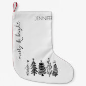 Einfache moderne Schwarz-weiße Weihnachtsdekoratio Kleiner Weihnachtsstrumpf (Vorderseite)