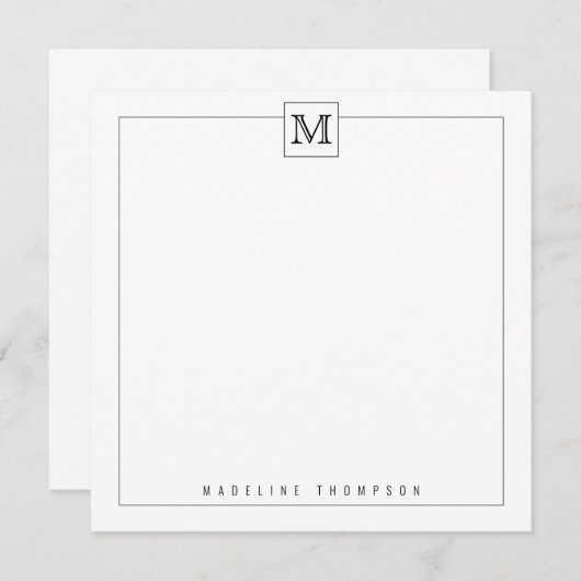 Einfache moderne schwarze Anfangsgrenze für Monogr Mitteilungskarte (Vorne/Hinten)