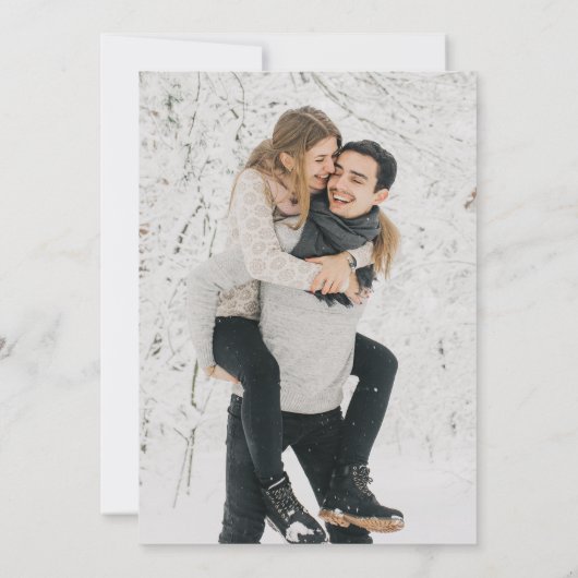 Einfache moderne Schwarze Foto-Overlay-Hochzeit Einladung (Rückseite)