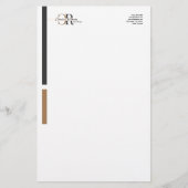 Einfache moderne Schwarze Gold Monogram Briefpapier (Vorderseite)