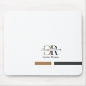 Einfache moderne Schwarze Gold Monogram Mousepad (Vorne)