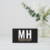 Einfache moderne Schwarze Gold Monogram Visitenkarte (Stehend Vorderseite)
