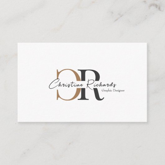 Einfache moderne Schwarze Gold Monogram Visitenkarte (Vorderseite)