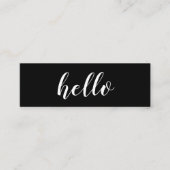 Einfache, moderne schwarze Hello QR-Code Mini Visitenkarte (Vorderseite)