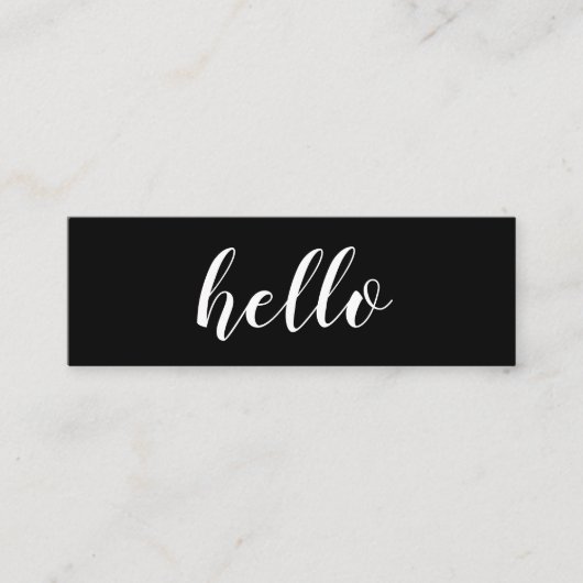 Einfache, moderne schwarze Hello QR-Code Mini Visitenkarte (Vorderseite)