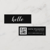 Einfache, moderne schwarze Hello QR-Code Mini Visitenkarte (Vorne/Hinten)