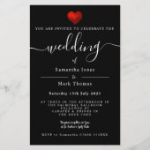 Einfache moderne Schwarze Hochzeit des Roten Herze Briefpapier (Vorderseite)