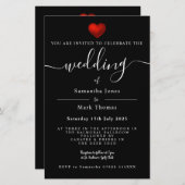 Einfache moderne Schwarze Hochzeit des Roten Herze Briefpapier (Vorne/Hinten)