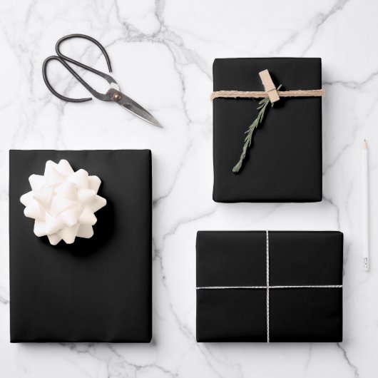 EINFACHE MODERNE SCHWARZE HOCHZEIT GESCHENKPAPIER SET (Vorderseite)