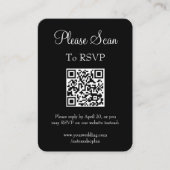 Einfache moderne schwarze Hochzeitsscanner QR-Code Begleitkarte (Vorderseite)