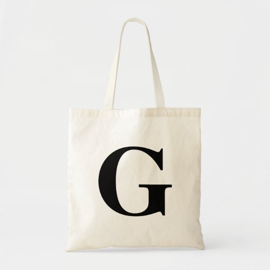 Einfache moderne Schwarze Initial Tragetasche (Vorne)