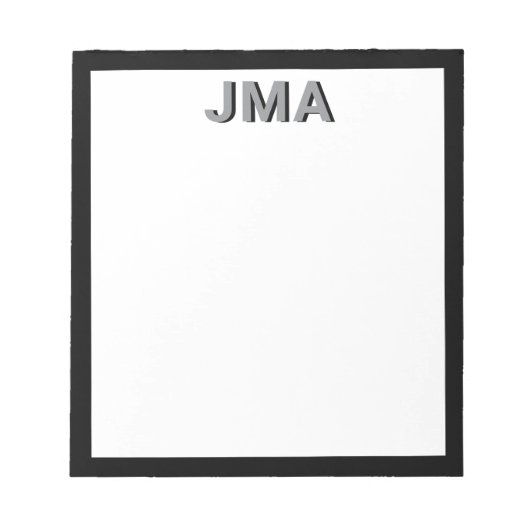 Einfache, moderne Schwarze Monogramm Notizblock (Vorderseite)