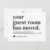 Einfache Moderne Schwarze Typografie Zimmer Moving Ankündigung (Vorne/Hinten)