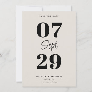 Einfache moderne schwarze und elfenbeinfarbene Hoc Save The Date
