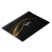 Einfache moderne schwarze und goldene Monogramm-Sk Notizblock (Linke Seite)