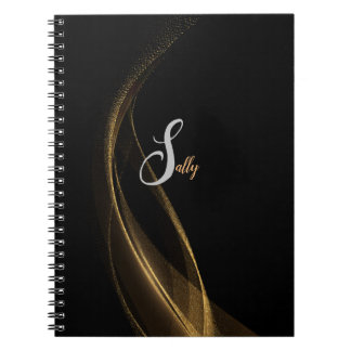 Einfache moderne schwarze und goldene Monogramm-Sk Notizblock