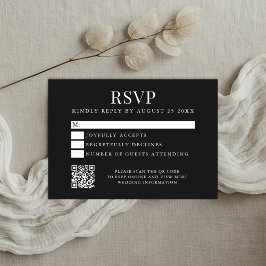 Einfache moderne schwarze und weiße Hochzeit RSVP Karte
