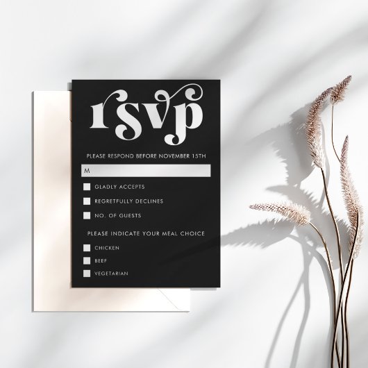 Einfache moderne schwarze und weiße RSVP-Karte RSVP Karte